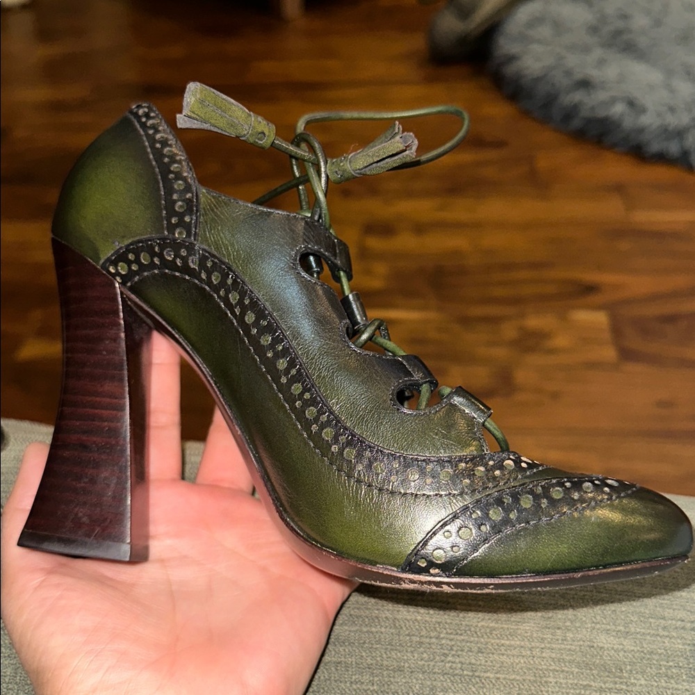 Tory Burch Lace Up Astrid Oxford Heels sz 7.5 - Picture 7 of 15